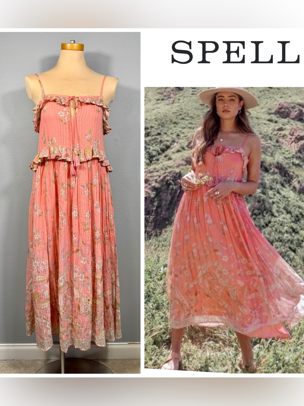SPELL HENDRIX Strappy Maxi Dress Dusty Pink